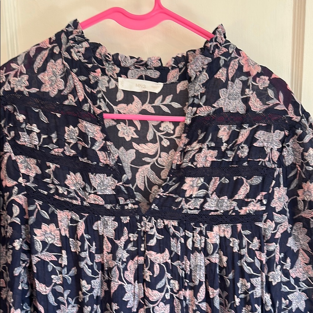 MNG Floral Dress with Lace Trim